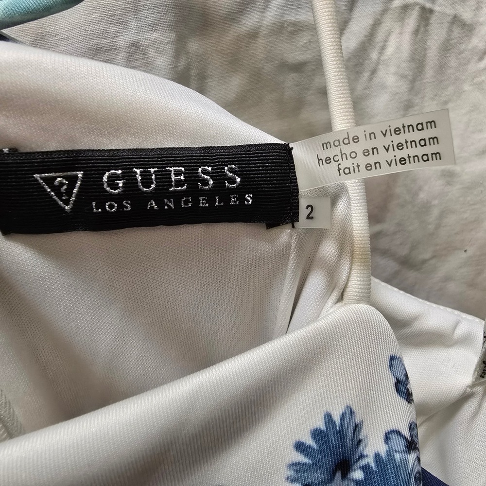 Guess Los Angeles Floral Print Apron Halter Sleeveless Mini Dress 2 Bodycon - Picture 5 of 11